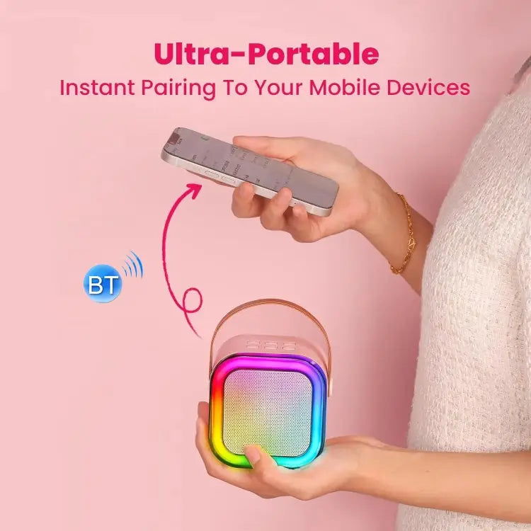 Outdoor Home Portable Wireless Karaoke Sound Cell Phone Integrated Microphone Smart Speaker, With Single Mic White, With Single Mic Pink, With Single Mic Blue, With Dual Mic White, With Dual Mic Pink, With Dual Mic Blue