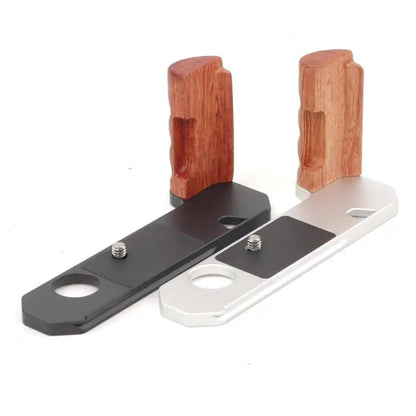 Wooden Hand Grip Arca Quick Release Plate Aluminum Alloy Base for Nikon Nikkormat F / FTn / FT2 / FT3 (Black)