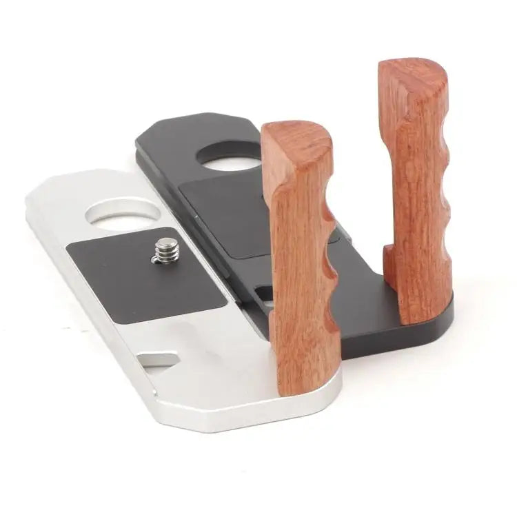 Wooden Hand Grip Arca Quick Release Plate Aluminum Alloy Base for Nikon Nikkormat F / FTn / FT2 / FT3 (Black)