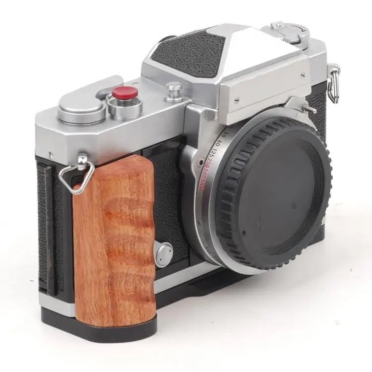 Wooden Hand Grip Arca Quick Release Plate Aluminum Alloy Base for Nikon Nikkormat F / FTn / FT2 / FT3 (Black)